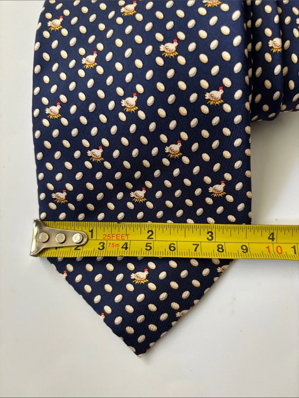 Vintage Hermes Navy Chicken Tie ~ Silk